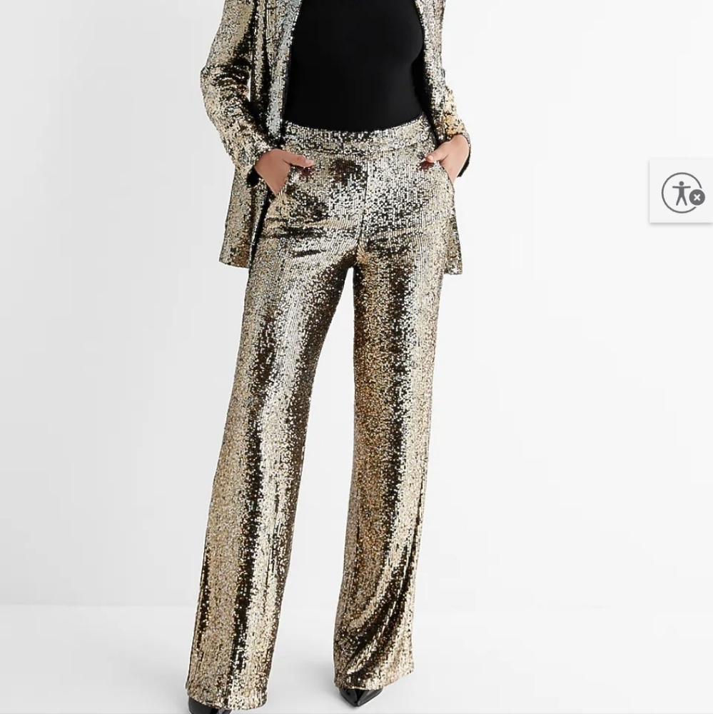 Express Black and Brown Sequin Pants